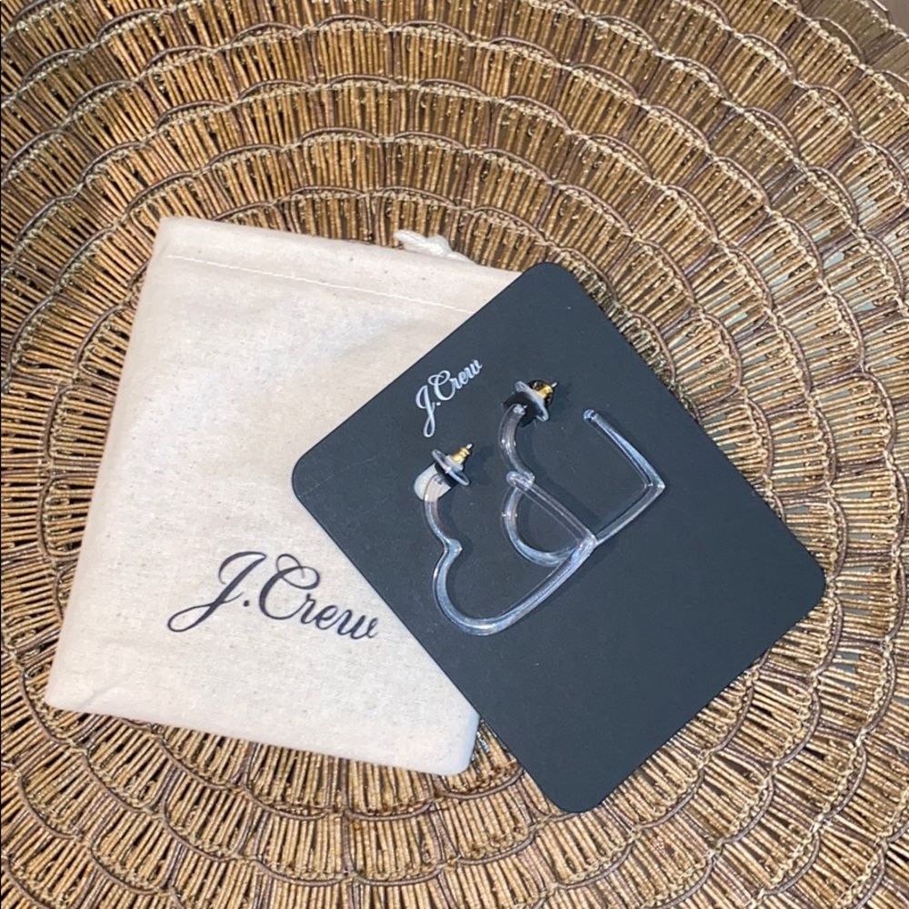 J. Crew heart hoop earrings
